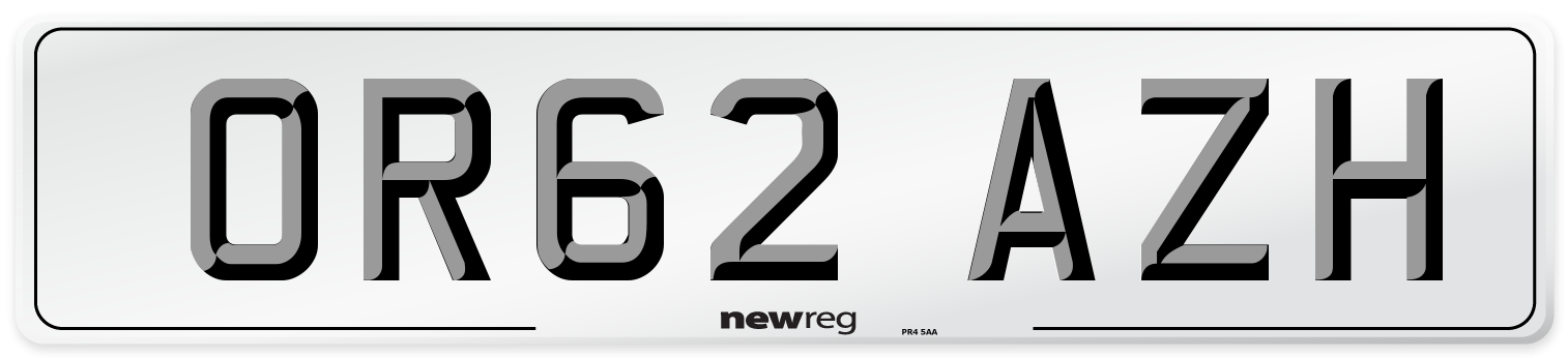 OR62 AZH Number Plate from New Reg